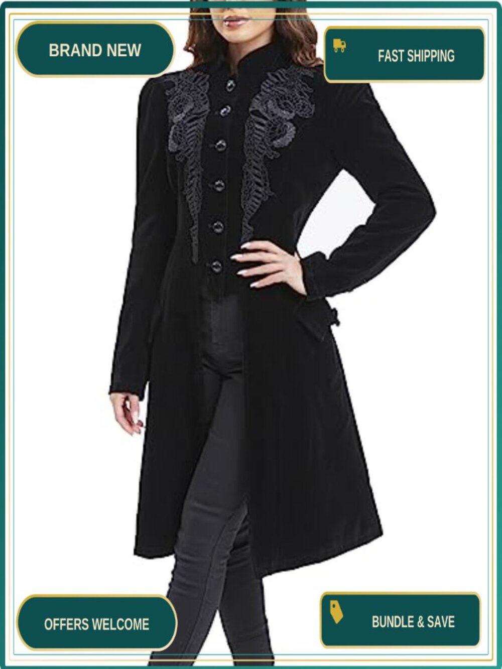 Victorian Steampunk Velvet Frock Coat Gothic Jacket